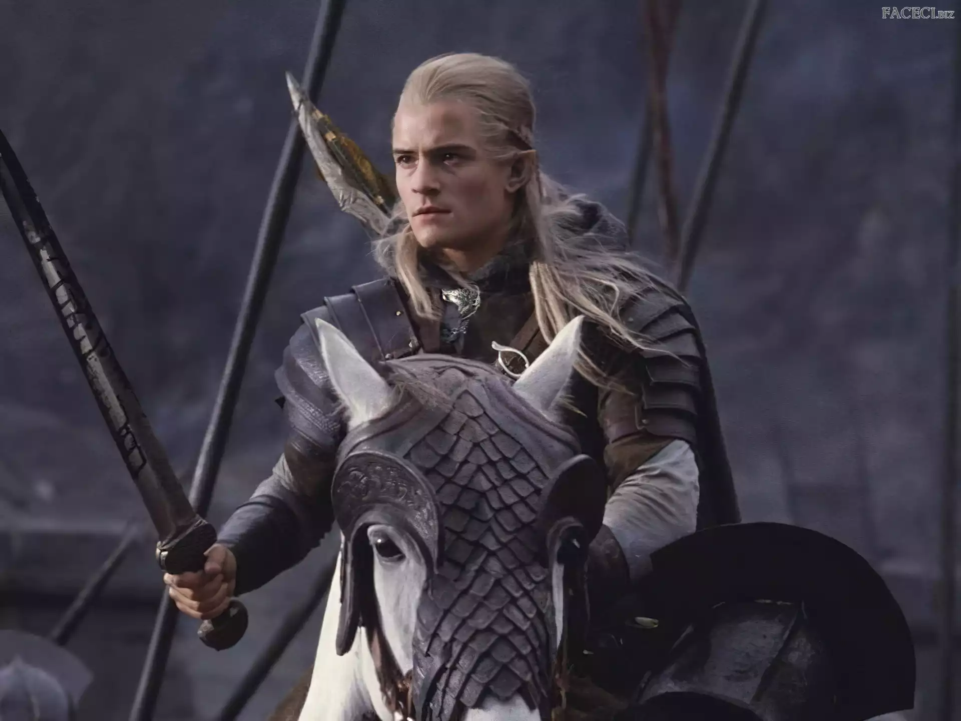 Orlando Bloom, biały koń